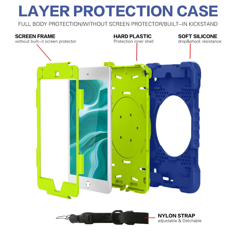 Shockproof Colorful Silicone + PC Protective Case with Holder & Shoulder Strap & Pen Slot For iPad mini 4 / 5