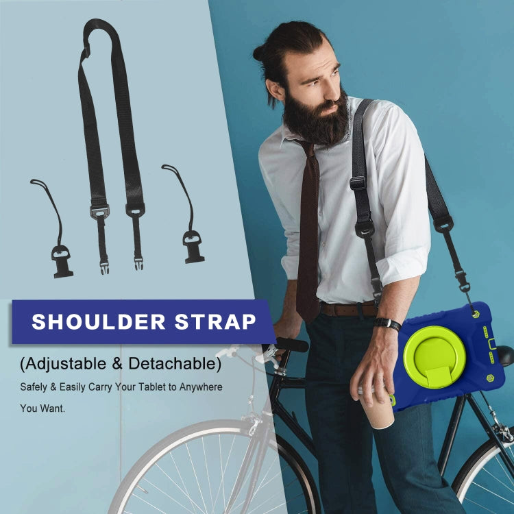 Shockproof Colorful Silicone + PC Protective Case with Holder & Shoulder Strap & Pen Slot For iPad mini 4 / 5