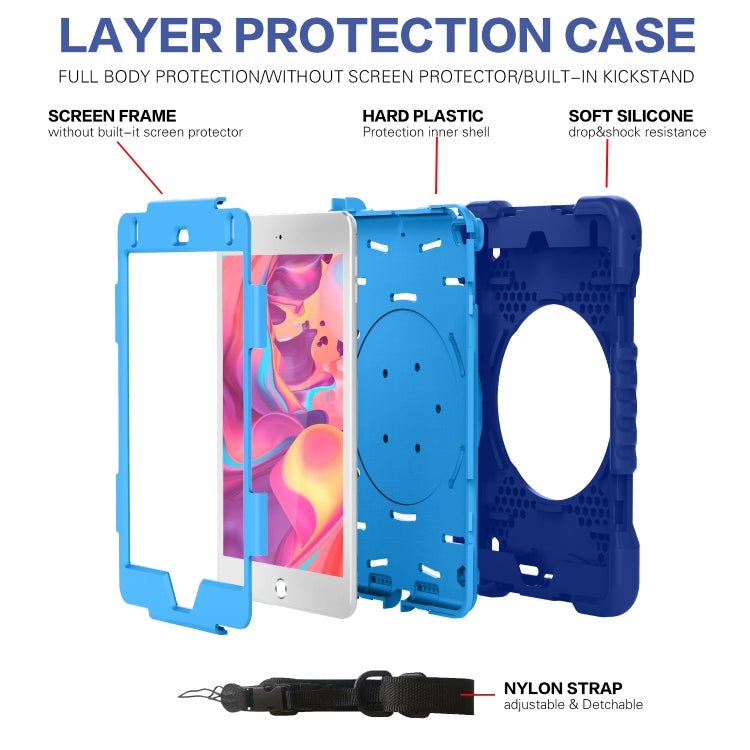 Shockproof Colorful Silicone + PC Protective Case with Holder & Shoulder Strap & Pen Slot For iPad mini 4 / 5