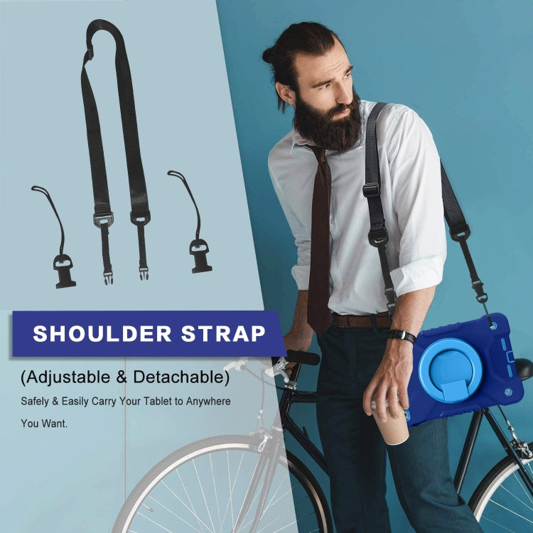 Shockproof Colorful Silicone + PC Protective Case with Holder & Shoulder Strap & Pen Slot For iPad mini 4 / 5