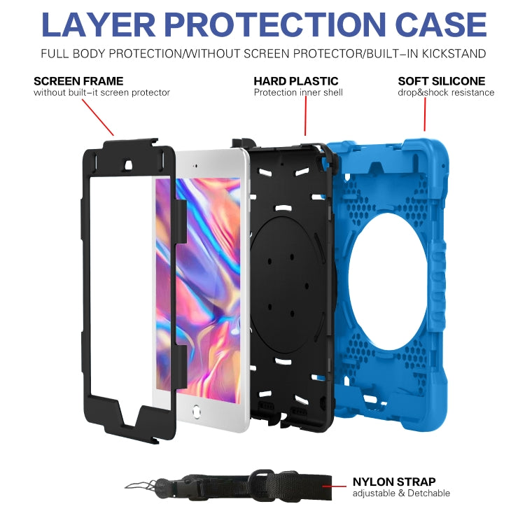 Shockproof Colorful Silicone + PC Protective Case with Holder & Shoulder Strap & Pen Slot For iPad mini 4 / 5