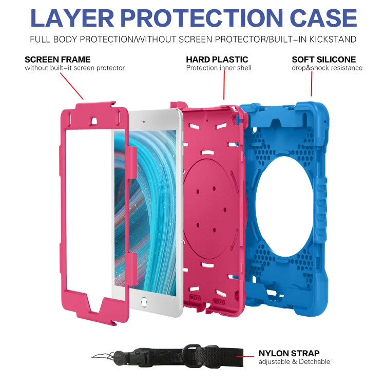 Shockproof Colorful Silicone + PC Protective Case with Holder & Shoulder Strap & Pen Slot For iPad mini 4 / 5