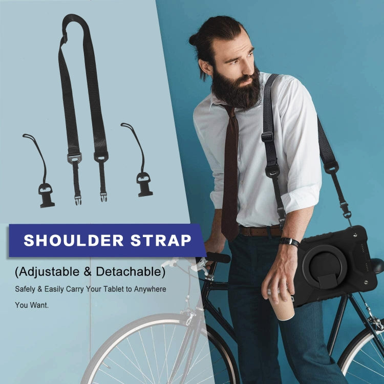 Shockproof Colorful Silicone + PC Protective Case with Holder & Shoulder Strap & Pen Slot For iPad mini 4 / 5