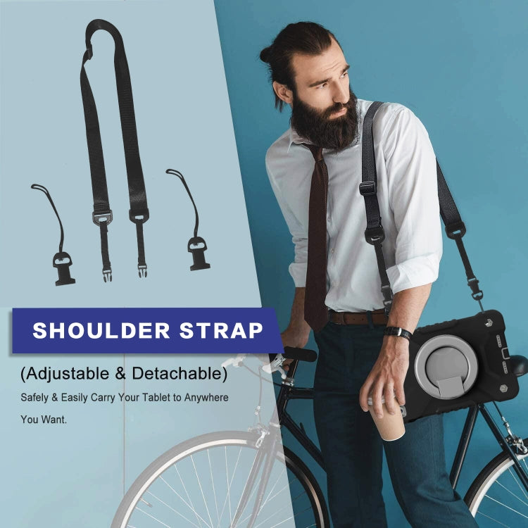 Shockproof Colorful Silicone + PC Protective Case with Holder & Shoulder Strap & Pen Slot For iPad mini 4 / 5