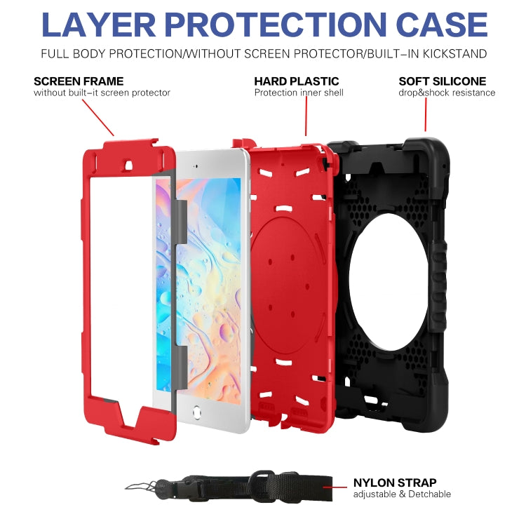 Shockproof Colorful Silicone + PC Protective Case with Holder & Shoulder Strap & Pen Slot For iPad mini 4 / 5