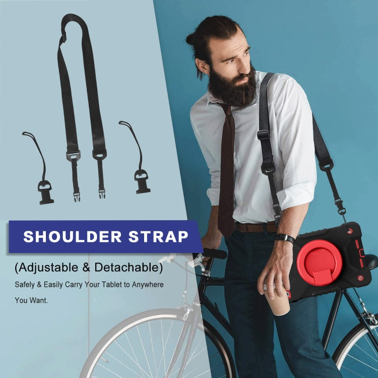 Shockproof Colorful Silicone + PC Protective Case with Holder & Shoulder Strap & Pen Slot For iPad mini 4 / 5