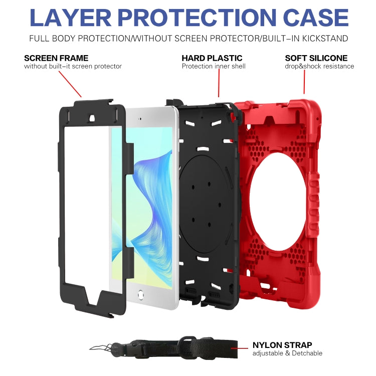Shockproof Colorful Silicone + PC Protective Case with Holder & Shoulder Strap & Pen Slot For iPad mini 4 / 5