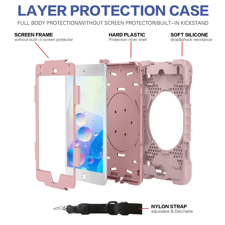 Shockproof Colorful Silicone + PC Protective Case with Holder & Shoulder Strap & Pen Slot For iPad mini 4 / 5