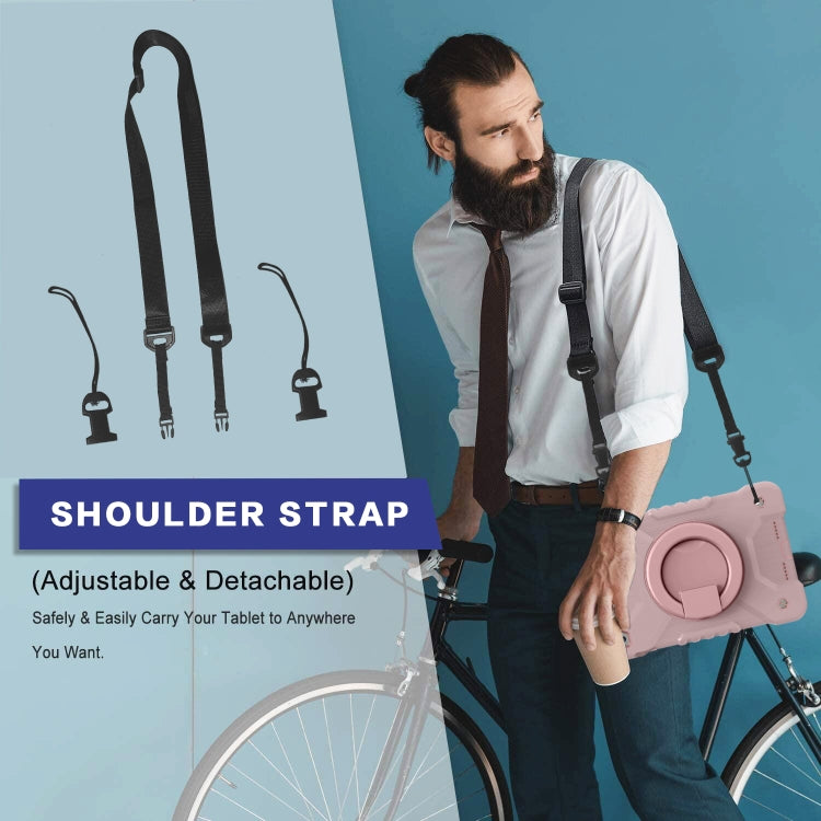 Shockproof Colorful Silicone + PC Protective Case with Holder & Shoulder Strap & Pen Slot For iPad mini 4 / 5