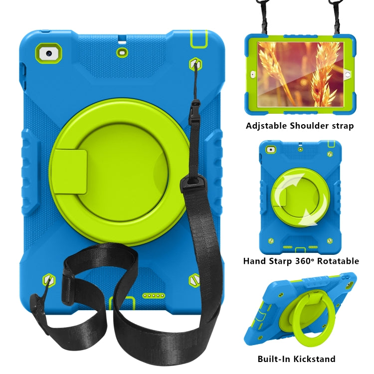 Shockproof Colorful Silicone + PC Protective Case with Holder & Shoulder Strap & Pen Slot For iPad 9.7 inch (2017) & (2018)