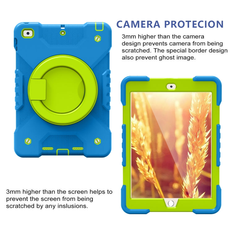 Shockproof Colorful Silicone + PC Protective Case with Holder & Shoulder Strap & Pen Slot For iPad 9.7 inch (2017) & (2018)