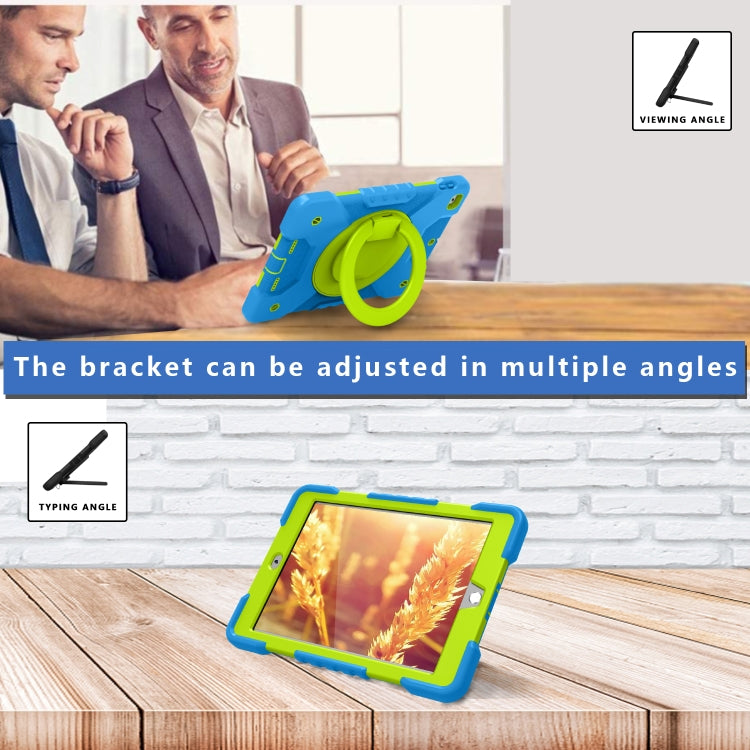 Shockproof Colorful Silicone + PC Protective Case with Holder & Shoulder Strap & Pen Slot For iPad 9.7 inch (2017) & (2018)
