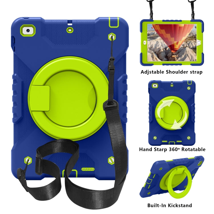 Shockproof Colorful Silicone + PC Protective Case with Holder & Shoulder Strap & Pen Slot For iPad 9.7 inch (2017) & (2018)
