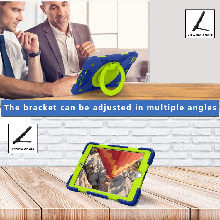 Shockproof Colorful Silicone + PC Protective Case with Holder & Shoulder Strap & Pen Slot For iPad 9.7 inch (2017) & (2018)