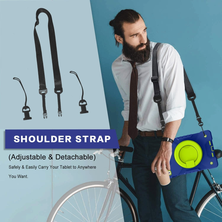 Shockproof Colorful Silicone + PC Protective Case with Holder & Shoulder Strap & Pen Slot For iPad 9.7 inch (2017) & (2018)