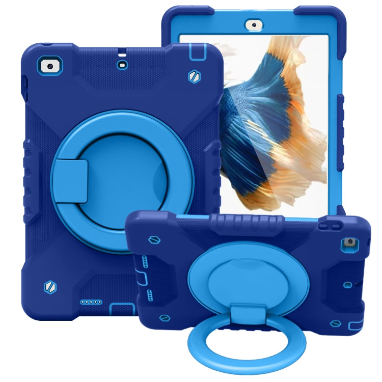 Shockproof Colorful Silicone + PC Protective Case with Holder & Shoulder Strap & Pen Slot For iPad 9.7 inch (2017) & (2018)