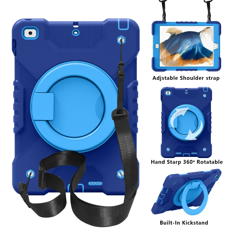 Shockproof Colorful Silicone + PC Protective Case with Holder & Shoulder Strap & Pen Slot For iPad 9.7 inch (2017) & (2018)