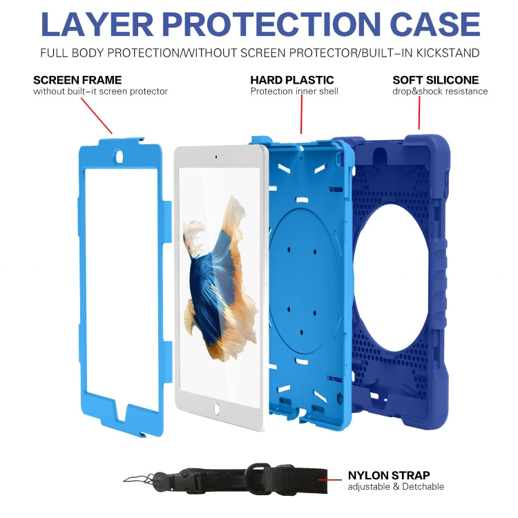 Shockproof Colorful Silicone + PC Protective Case with Holder & Shoulder Strap & Pen Slot For iPad 9.7 inch (2017) & (2018)