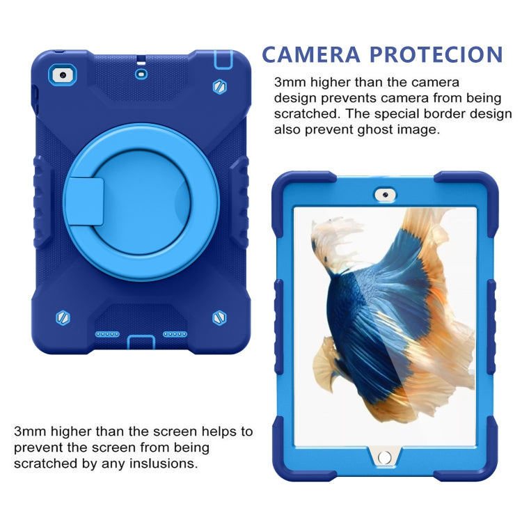 Shockproof Colorful Silicone + PC Protective Case with Holder & Shoulder Strap & Pen Slot For iPad 9.7 inch (2017) & (2018)