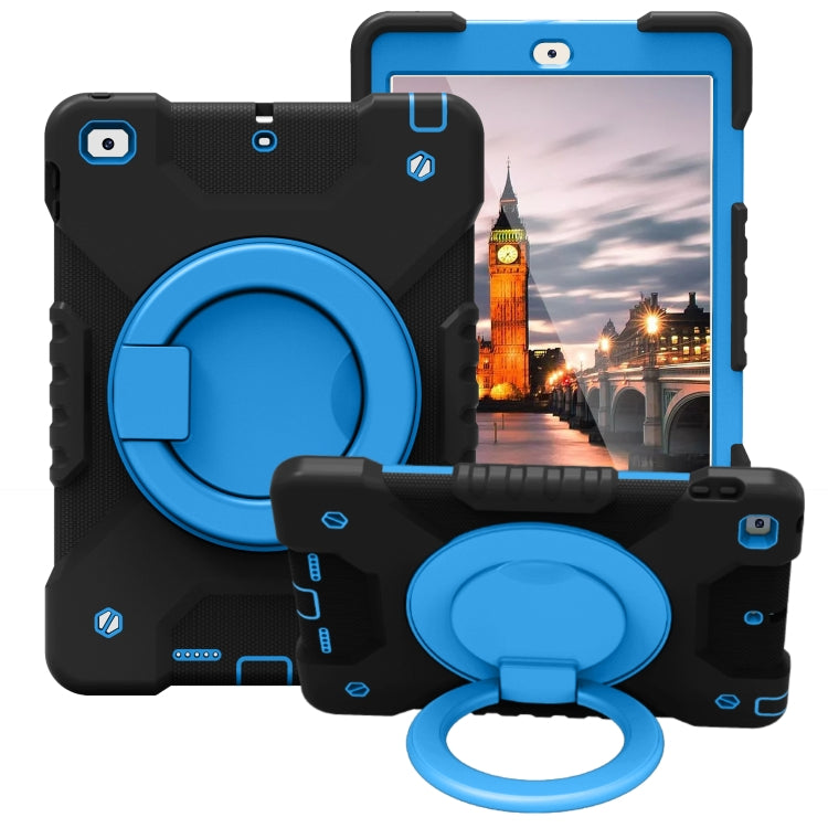 Shockproof Colorful Silicone + PC Protective Case with Holder & Shoulder Strap & Pen Slot For iPad 9.7 inch (2017) & (2018)