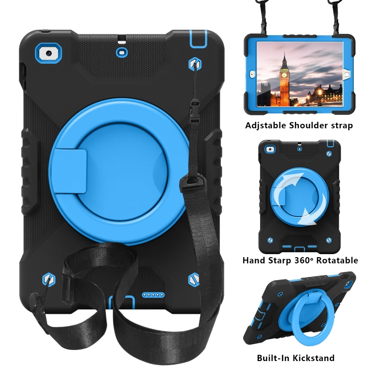Shockproof Colorful Silicone + PC Protective Case with Holder & Shoulder Strap & Pen Slot For iPad 9.7 inch (2017) & (2018)