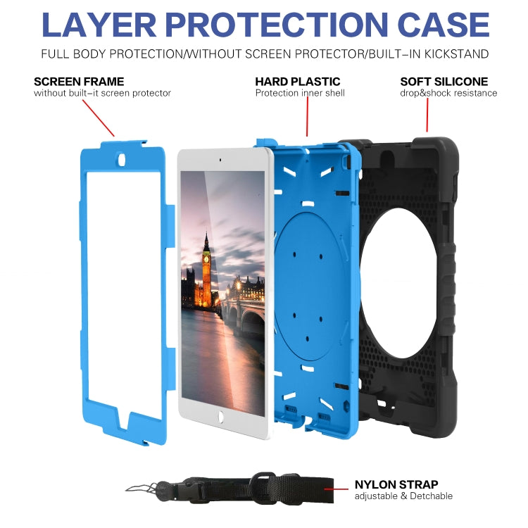 Shockproof Colorful Silicone + PC Protective Case with Holder & Shoulder Strap & Pen Slot For iPad 9.7 inch (2017) & (2018)