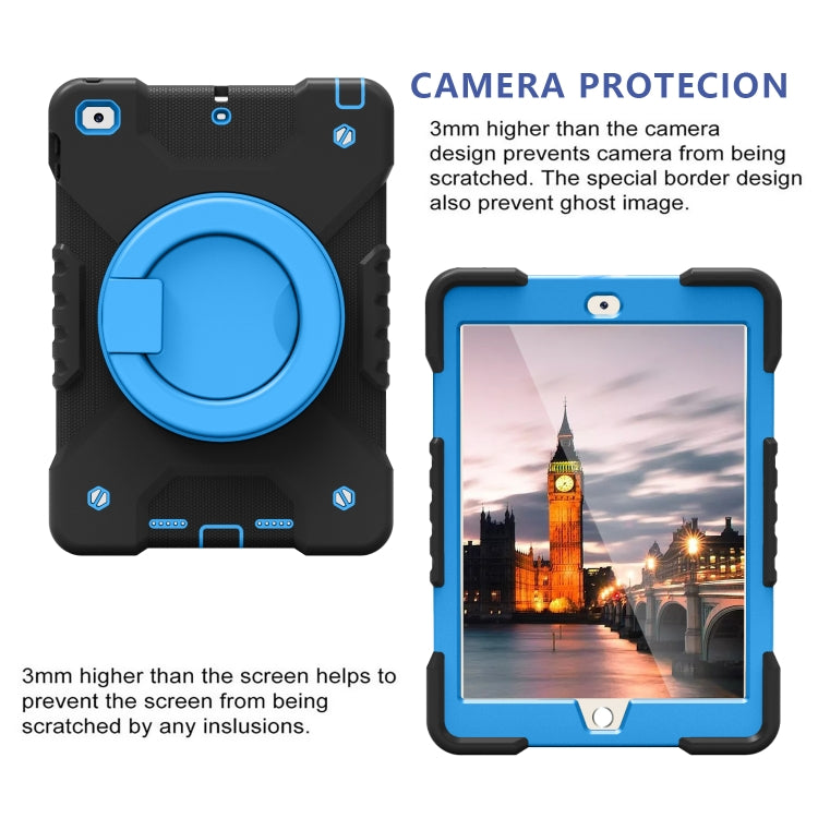 Shockproof Colorful Silicone + PC Protective Case with Holder & Shoulder Strap & Pen Slot For iPad 9.7 inch (2017) & (2018)