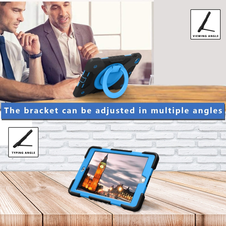 Shockproof Colorful Silicone + PC Protective Case with Holder & Shoulder Strap & Pen Slot For iPad 9.7 inch (2017) & (2018)