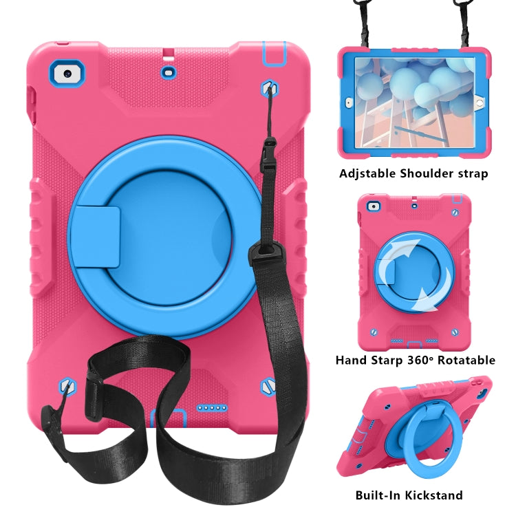 Shockproof Colorful Silicone + PC Protective Case with Holder & Shoulder Strap & Pen Slot For iPad 9.7 inch (2017) & (2018)
