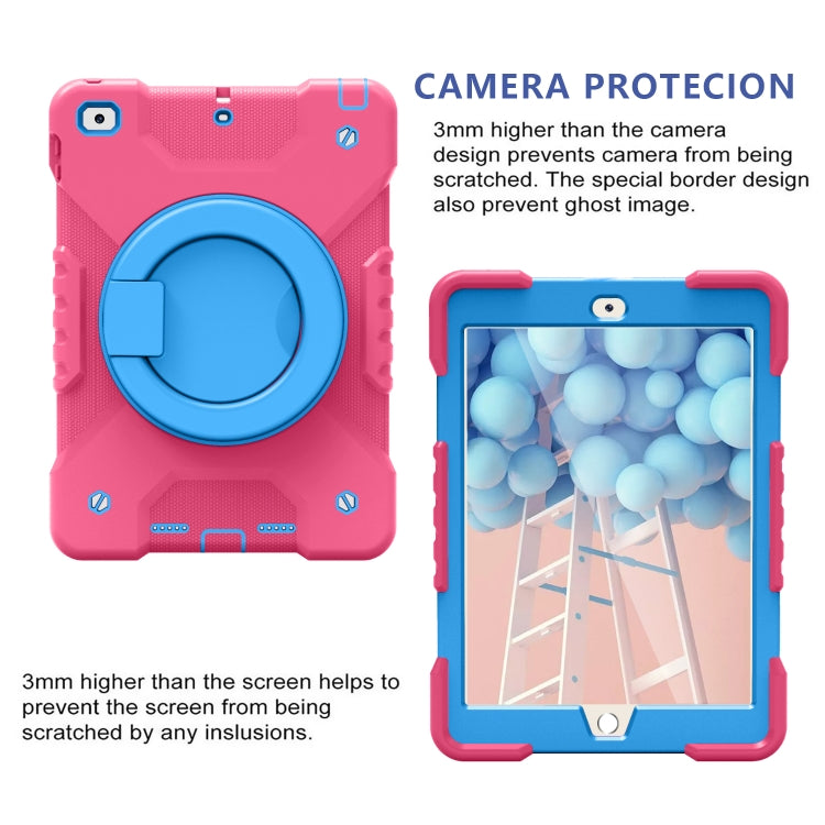Shockproof Colorful Silicone + PC Protective Case with Holder & Shoulder Strap & Pen Slot For iPad 9.7 inch (2017) & (2018)