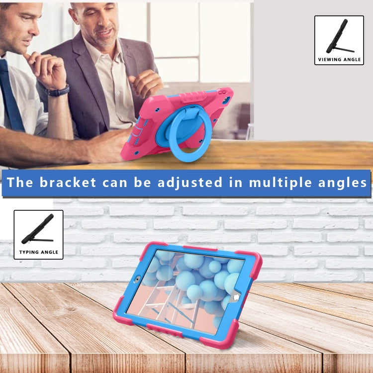 Shockproof Colorful Silicone + PC Protective Case with Holder & Shoulder Strap & Pen Slot For iPad 9.7 inch (2017) & (2018)