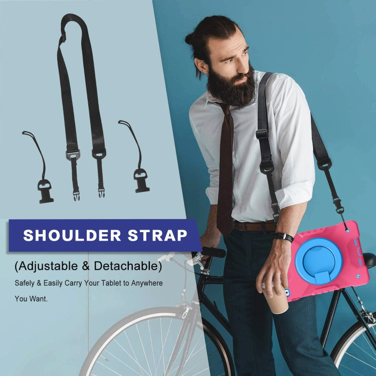 Shockproof Colorful Silicone + PC Protective Case with Holder & Shoulder Strap & Pen Slot For iPad 9.7 inch (2017) & (2018)