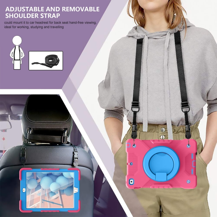 Shockproof Colorful Silicone + PC Protective Case with Holder & Shoulder Strap & Pen Slot For iPad 9.7 inch (2017) & (2018)