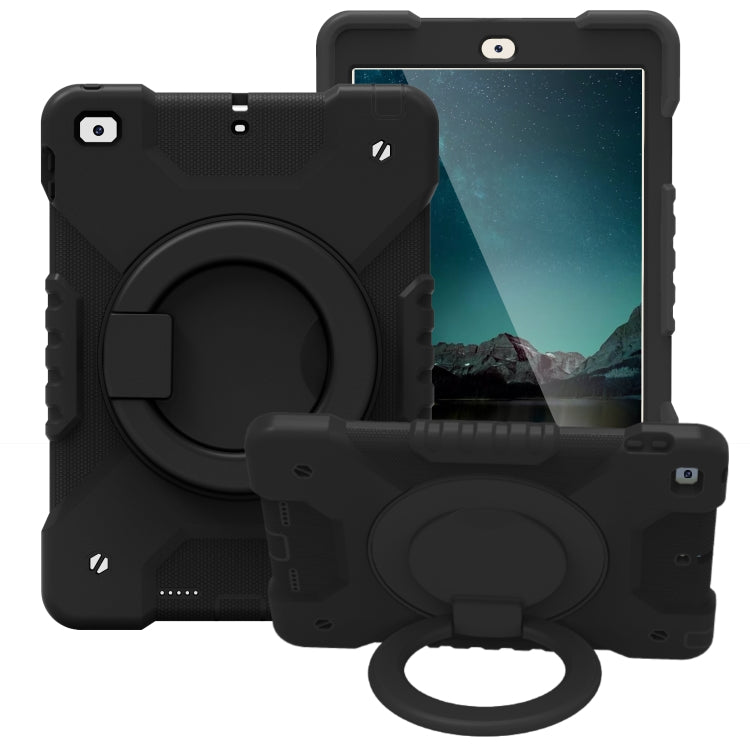 Shockproof Colorful Silicone + PC Protective Case with Holder & Shoulder Strap & Pen Slot For iPad 9.7 inch (2017) & (2018)