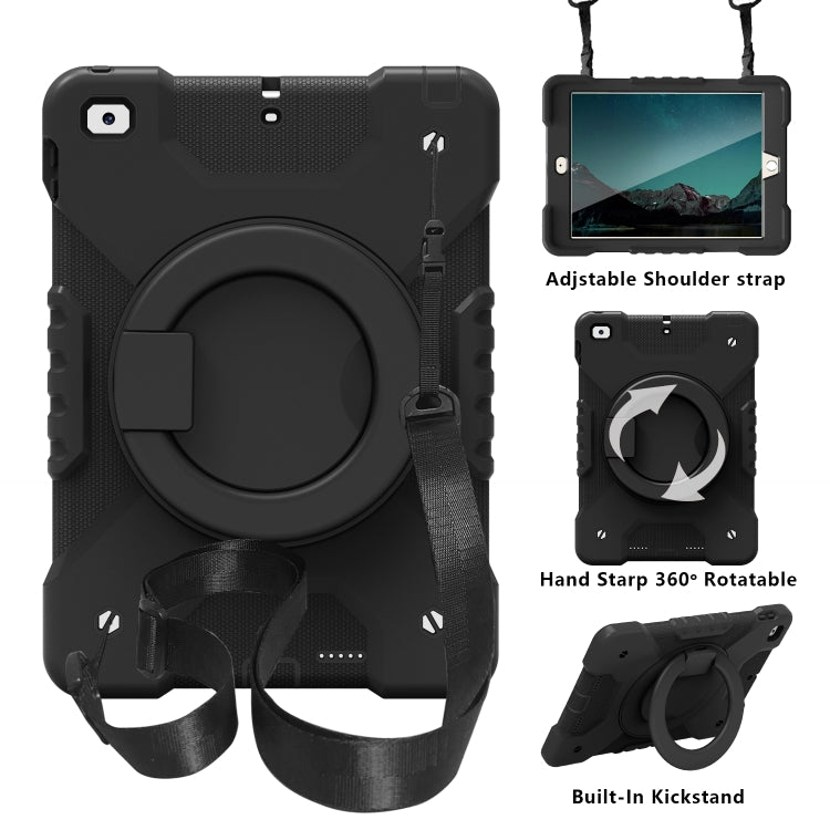 Shockproof Colorful Silicone + PC Protective Case with Holder & Shoulder Strap & Pen Slot For iPad 9.7 inch (2017) & (2018)
