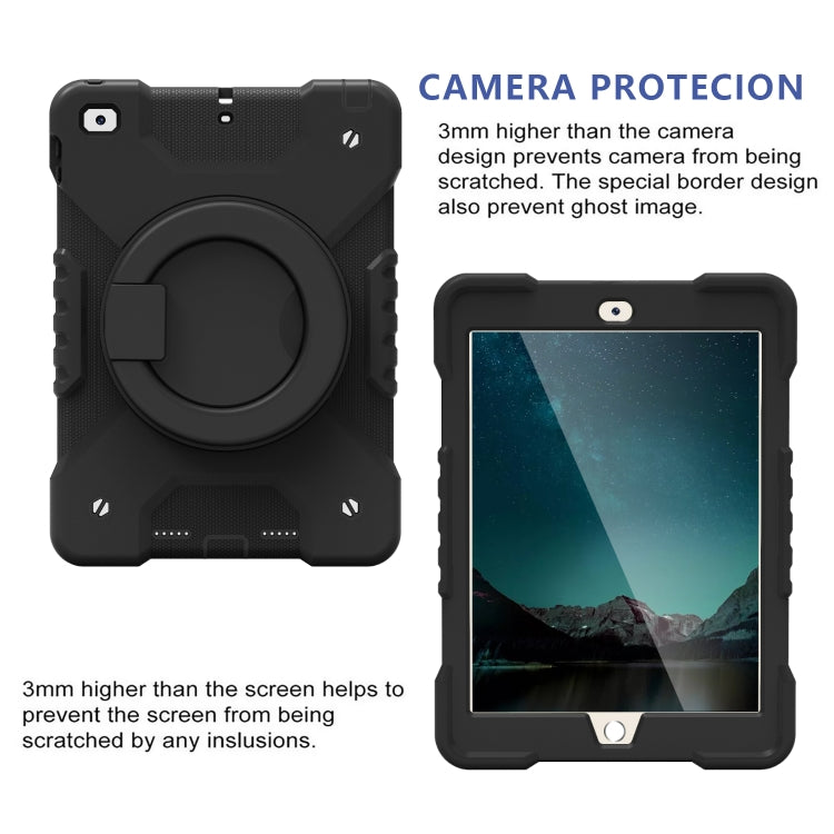 Shockproof Colorful Silicone + PC Protective Case with Holder & Shoulder Strap & Pen Slot For iPad 9.7 inch (2017) & (2018)