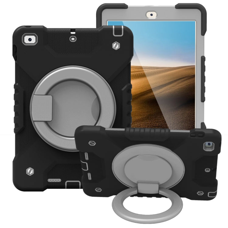 Shockproof Colorful Silicone + PC Protective Case with Holder & Shoulder Strap & Pen Slot For iPad 9.7 inch (2017) & (2018)