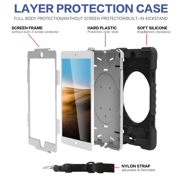 Shockproof Colorful Silicone + PC Protective Case with Holder & Shoulder Strap & Pen Slot For iPad 9.7 inch (2017) & (2018)