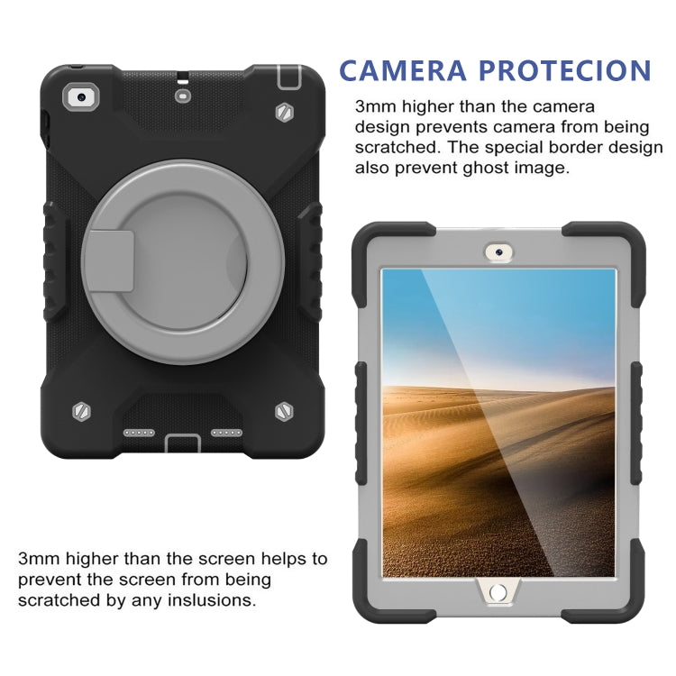 Shockproof Colorful Silicone + PC Protective Case with Holder & Shoulder Strap & Pen Slot For iPad 9.7 inch (2017) & (2018)