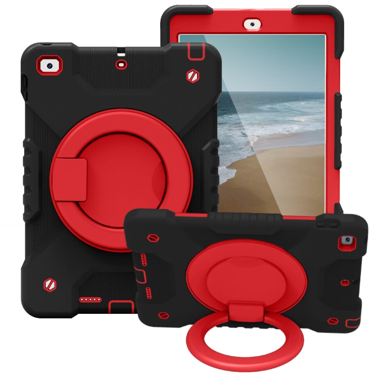 Shockproof Colorful Silicone + PC Protective Case with Holder & Shoulder Strap & Pen Slot For iPad 9.7 inch (2017) & (2018)