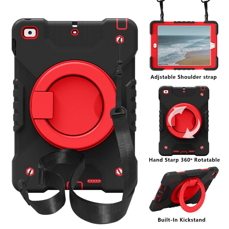 Shockproof Colorful Silicone + PC Protective Case with Holder & Shoulder Strap & Pen Slot For iPad 9.7 inch (2017) & (2018)