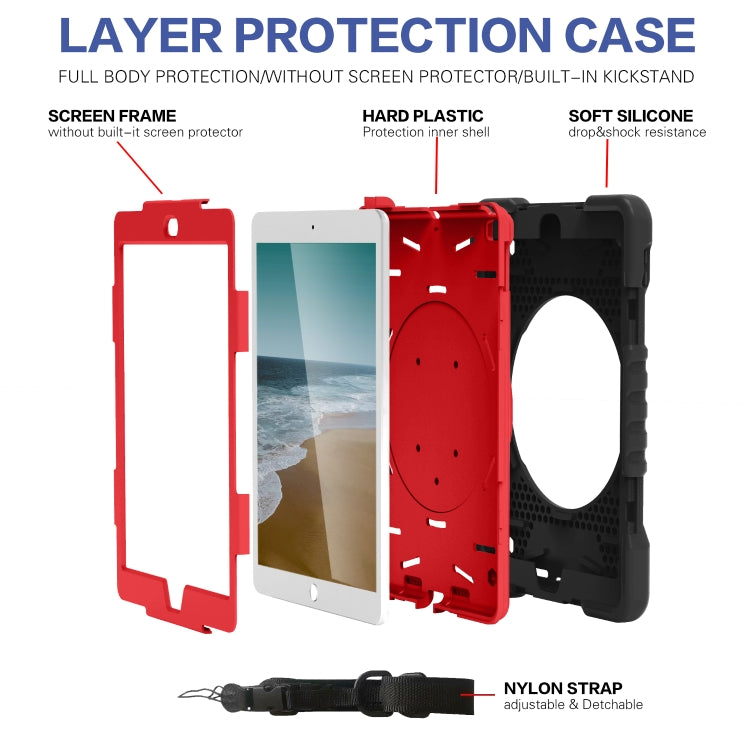 Shockproof Colorful Silicone + PC Protective Case with Holder & Shoulder Strap & Pen Slot For iPad 9.7 inch (2017) & (2018)