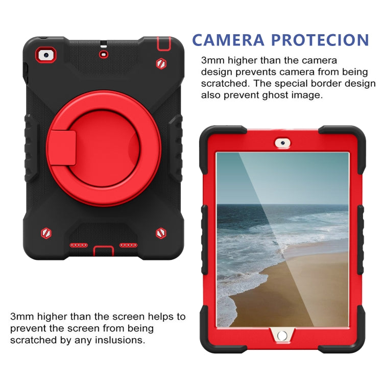 Shockproof Colorful Silicone + PC Protective Case with Holder & Shoulder Strap & Pen Slot For iPad 9.7 inch (2017) & (2018)