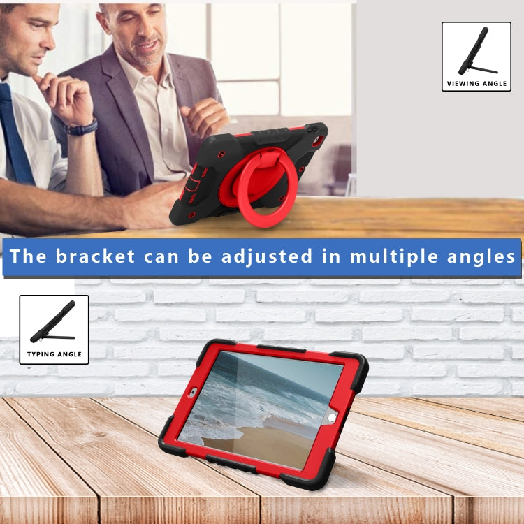 Shockproof Colorful Silicone + PC Protective Case with Holder & Shoulder Strap & Pen Slot For iPad 9.7 inch (2017) & (2018)