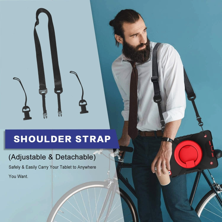 Shockproof Colorful Silicone + PC Protective Case with Holder & Shoulder Strap & Pen Slot For iPad 9.7 inch (2017) & (2018)