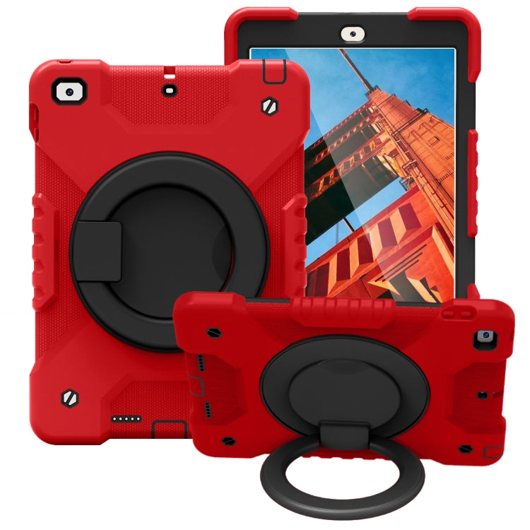 Shockproof Colorful Silicone + PC Protective Case with Holder & Shoulder Strap & Pen Slot For iPad 9.7 inch (2017) & (2018)