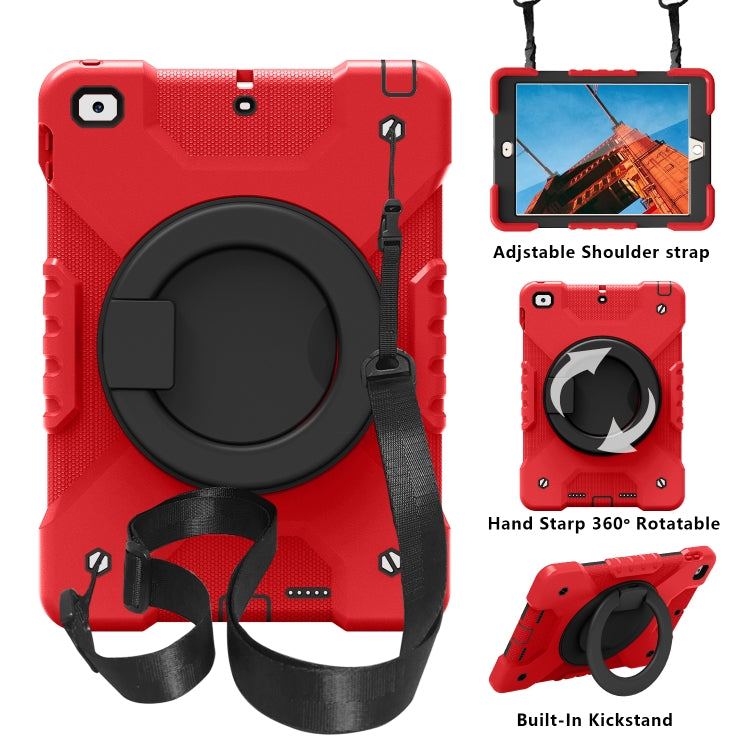 Shockproof Colorful Silicone + PC Protective Case with Holder & Shoulder Strap & Pen Slot For iPad 9.7 inch (2017) & (2018)