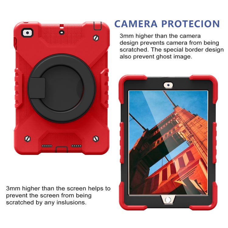 Shockproof Colorful Silicone + PC Protective Case with Holder & Shoulder Strap & Pen Slot For iPad 9.7 inch (2017) & (2018)