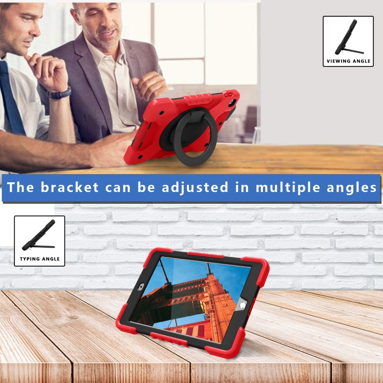 Shockproof Colorful Silicone + PC Protective Case with Holder & Shoulder Strap & Pen Slot For iPad 9.7 inch (2017) & (2018)