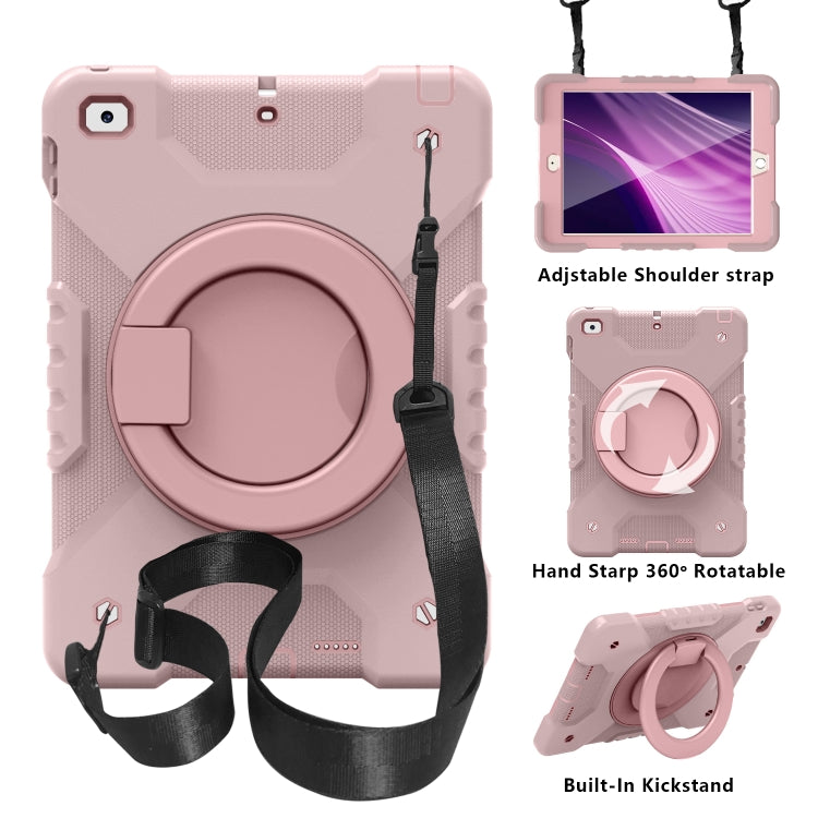 Shockproof Colorful Silicone + PC Protective Case with Holder & Shoulder Strap & Pen Slot For iPad 9.7 inch (2017) & (2018)